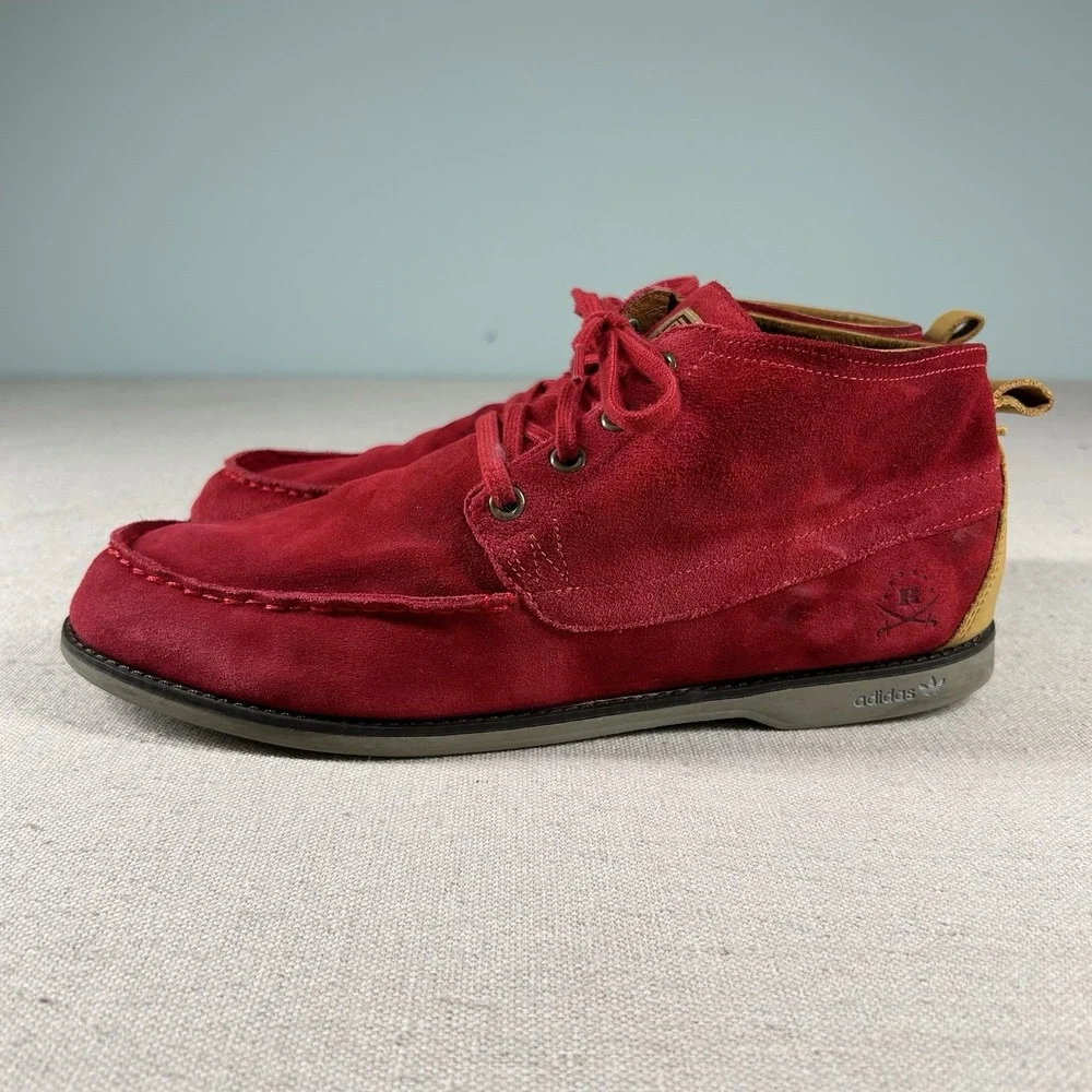 Adidas x Ransom Shoes Size 11 Mid Chukka Boots Red Suede Leather Never Ending